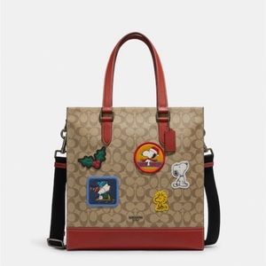 NWT Coach X Peanuts Graham Structured Tote In Signature Canvas With Patches